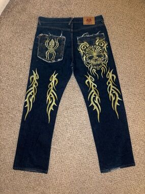 Red Monkey Company Jeans with Gold Embroidery